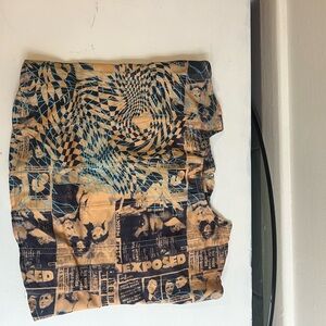 Graphic Print corset top in Blue and Tan punk